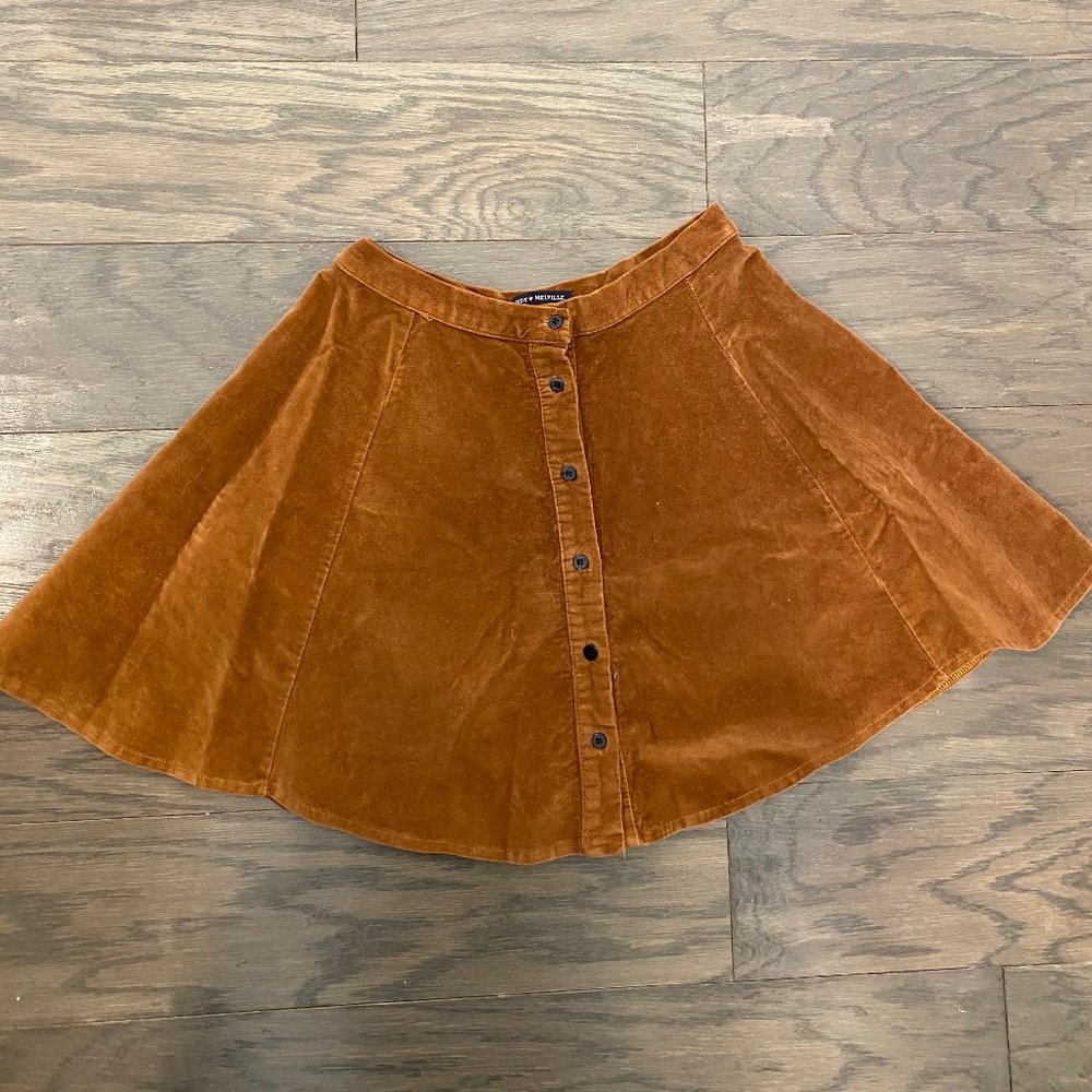 Short, flared corduroy-like Brandy Melville skirt